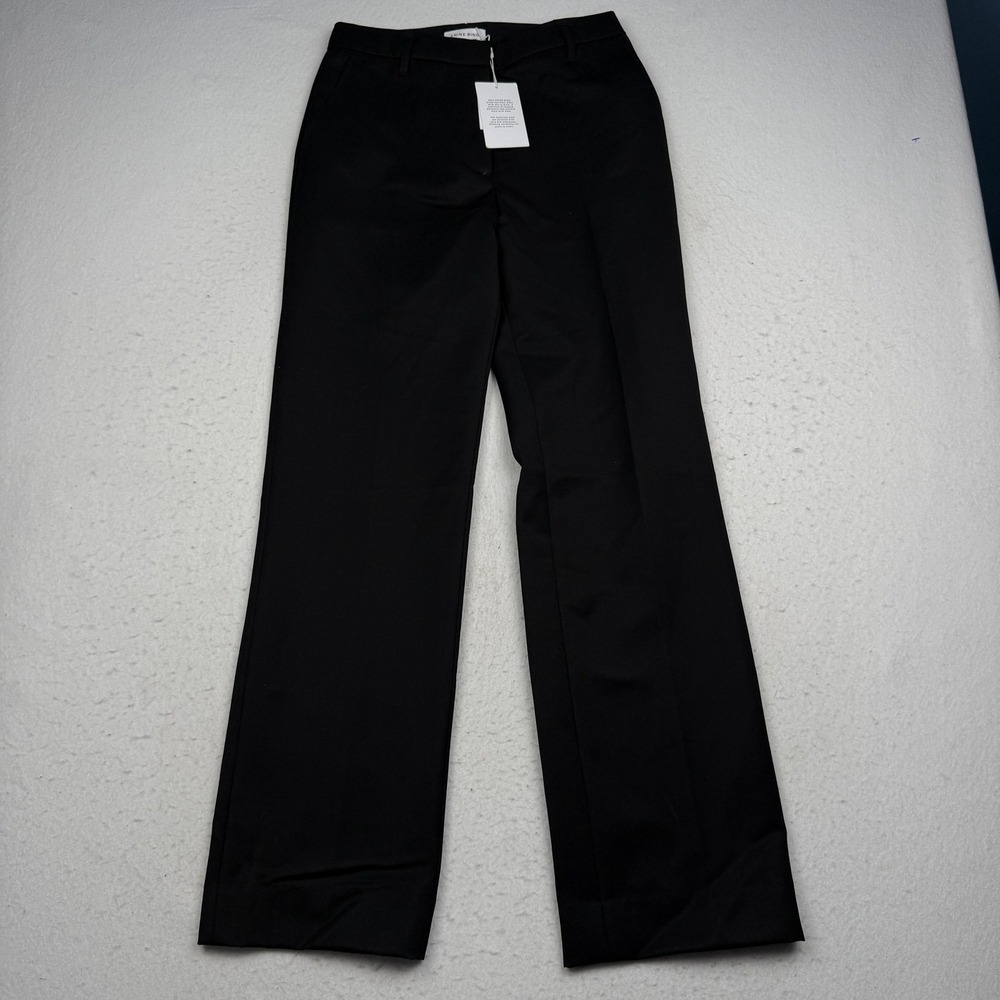 Anine Bing Pants Womens 36 Black Wool Straight Leg Dress Trousers Work Office